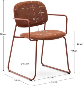 Terrakotta színű fém karfás étkezőszék Meli – Kave Home