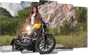 Vászonkép 100x60 Csaj a motoron