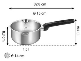 Indukciós tűzhelyhez alkalmas rozsdamentes acél lábas 1,5 l Brava – Tescoma