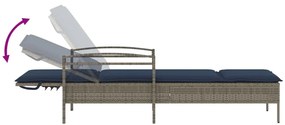 szürke napozóágy párnával 63 x 200 x 81 cm polyrattan (csak az USA-ban)