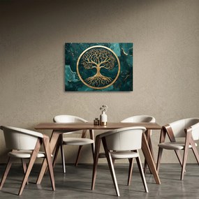 Üveg kép – Márványban lévő arany életfa (70x50 cm)