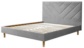 Világosszürke kárpitozott franciaágy ágyráccsal 160x200 cm Romane – Bobochic Paris