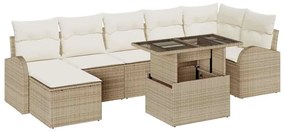 vidaXL Kerti Kanapé Szett párnával tárolóval 8 pcs Bézs Poli rattan