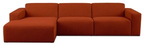 Téglavörös buklé sarokkanapé (bal oldali) Roxy – Scandic