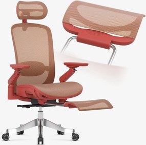 LeadPro Irodai forgószék, masszázs funkció, 3D deréktámasz és lábtartó, 4D fejtámla, háló, piros
