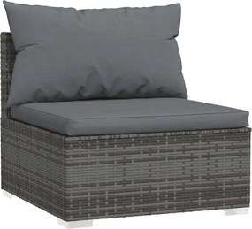 vidaXL szürke polyrattan kerti középső kanapé párnákkal