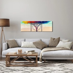 Egy festett fa képe (órával) (90x30 cm)