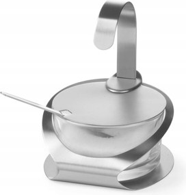 Cukortartó Üvegből És Rozsdamentes Acélból, Erős Vendéglátóipari Kanállal