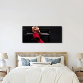 Egy zongorán játszó nő képe (120x50 cm)