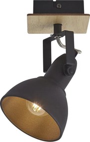 Ipari spotlámpa fekete, fa, forgatható és dönthető - Jakub