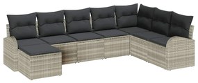 vidaXL Kanapé Szett párnával tárolóval 8 pcs Világosszürke polirattan