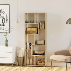 HOMCOM Modern Zig-Zag Könyvespolc 70L x 24W x 178H cm Forgácslap Természetes Fa | Aosom