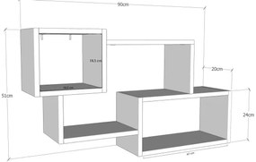 Fali polc AYDER 51x90 cm barna/fehér