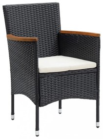 vidaXL 7 részes fekete polyrattan kerti étkezőgarnitúra párnákkal