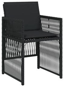 5 Részes Kerti Étkező Szett Párnákkal - Fekete Polyrattan