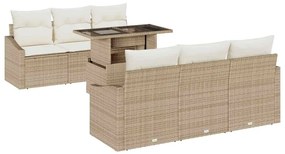 vidaXL Kerti Kanapé Szett tárolóval 7 pcs Bézs Poli rattan