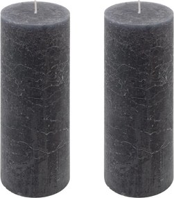 Rusztikus gyertya készlet 20 cm Ø 7,5 cm 2 db antracit