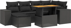 vidaXL 7 részes fekete polyrattan kerti ülőgarnitúra párnával