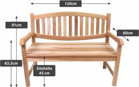 DIVERO 2 személyes pad tikfa kezeletlen 120 cm