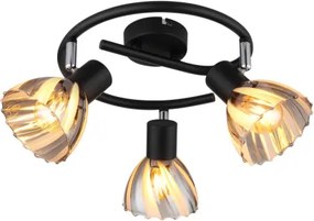 Globo 54315S-3 Mennyezeti spotlámpa, fém fekete matt, króm, füstszínű üveg, szatírozott, forgatható, ø: 460mm, M: 190mm, 3x E14 40W 230V, 3x E14 40W 230V izzók nélkül