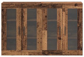 Fali Szekrény 2 db Régi Fa 69.5x34x90 cm Mérnöki Fa