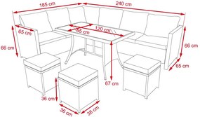 VERANO Nagy kerti rattan garnitúra - szürke