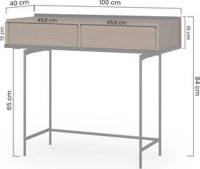 Zenar konzolasztal 100 cm fiókos - elegáns dió / fekete