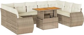 vidaXL 10 részes bézs polyrattan kerti ülőgarnitúra párnával
