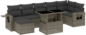 vidaXL 8 részes szürke polyrattan kerti ülőgarnitúra párnákkal