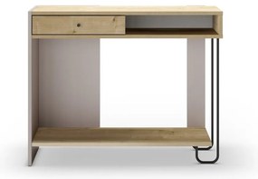 Konzolasztal tölgyfa dekoros asztallappal 35x100 cm Saturne – Marckeric