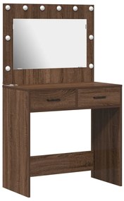 Sminktükör LED Világítással Barna Tölgy 78,5x41x135 cm