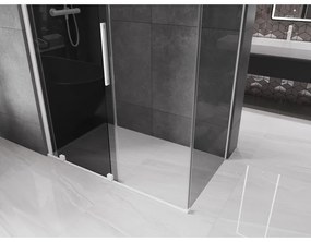 Mexen Velar, tolóajtós zuhanykabin 160 x 70 cm, 8mm szürke üveg, fehér matt, 871-160-070-41-20
