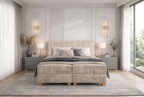 Largo kontinentális ágy ágyneműtartóval és beépített matraccal bézs 160x200 cm