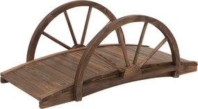 Outsunny Fa Kerti Híd Kerekes D tervvel, Tó Híd 150 kg Teherbírással, Dekoratív Híd, Kert, Park, Udvar 100 x 50 x 37 cm Sötét szürke | Aosom
