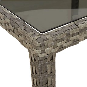 11 részes szürke polyrattan/üveg kerti ülőgarnitúra párnákkal