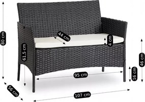 MISSISSIPI kerti bútor szett, fekete-bézs – raktárról