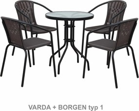 Étkezőasztal, fekete acél/edzett üveg, BORGEN TYP 1