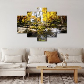 Kép - Vízesések őszi tájban, sárga (150x105 cm)
