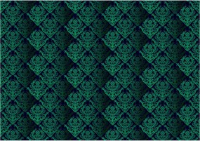 Tapéta Sötétzöld Damask Luxus elegancia perspektíva 416x254 +ragasztó