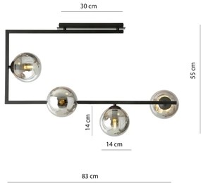 Csillár rúdon SOMA 4xE14/10W/230V fekete/szürke