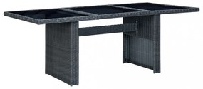 sötétszürke polyrattan és edzett üveg dohányzóasztal