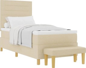 vidaXL Boxrugós ágy matracmal fejtámlával Krém 90 x 190 cm szövet