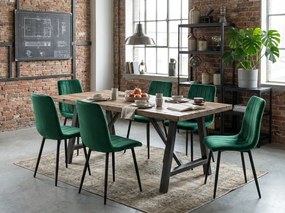 Sötétzöld bársony szék LAVA BOTTLE GREEN fekete lábakkal