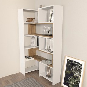 könyvespolc Poyraz - White, Walnut