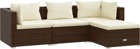vidaXL 4 részes barna polyrattan kerti ülőgarnitúra párnákkal