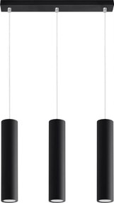 Függőlámpa hármas fekete 3 tubusos asztal fölé sziget díszléc 45 cm Sollux