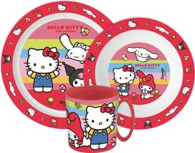 Hello Kitty And Friends étkészlet, micro műanyag szett bögrével 390 ml