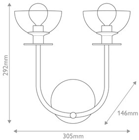 Alora Mood ALM-SYLVIA-2WB-BG-CL - SYLVIA fali lámpa 2xE14/40W/230V arany