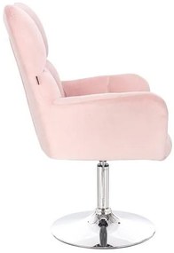 HR650N Púderrózsaszín modern velúr szék krómozott lábbal