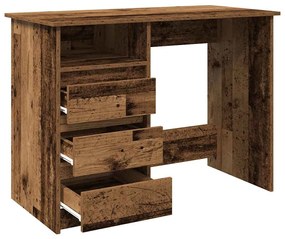 antik fa színű szerelt fa íróasztal 102x50x75 cm